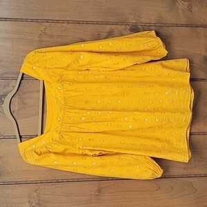 Lauren Conrad Top 3/4 Sleeve Golden Orange Size Large Textured Sparkle Detail…